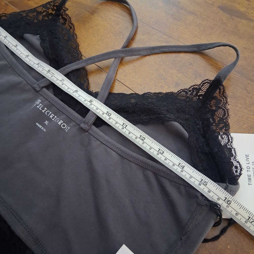 🆕️ Electric & Rose Grey Bralette with Black Lace Trim Womens XL - Picture 9 of 13